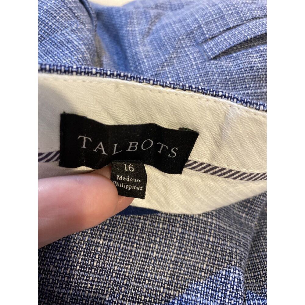 TALBOTS Size 16 Flat Front Trousers Pants Tweedy Woven Fabric Lined Blue - Picture 3 of 9